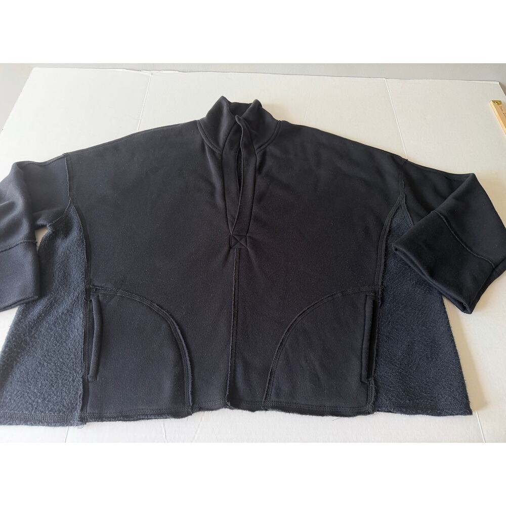FP Beach Size S Fuzzy Cozy Pullover Oversize Boxy Sweatshirt Black - Picture 9 of 11
